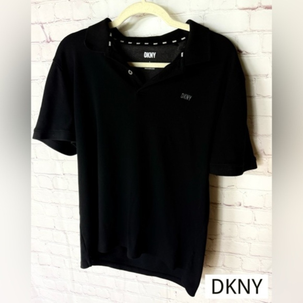 DKNY Black Polo Shirt Classic Style, Size Large (Men’s)